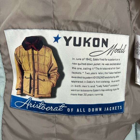 Eddie Bauer Womens Goose Down Puffer Vest Faux Fur Hoodie Yukon Model Sage L - Picture 9 of 13